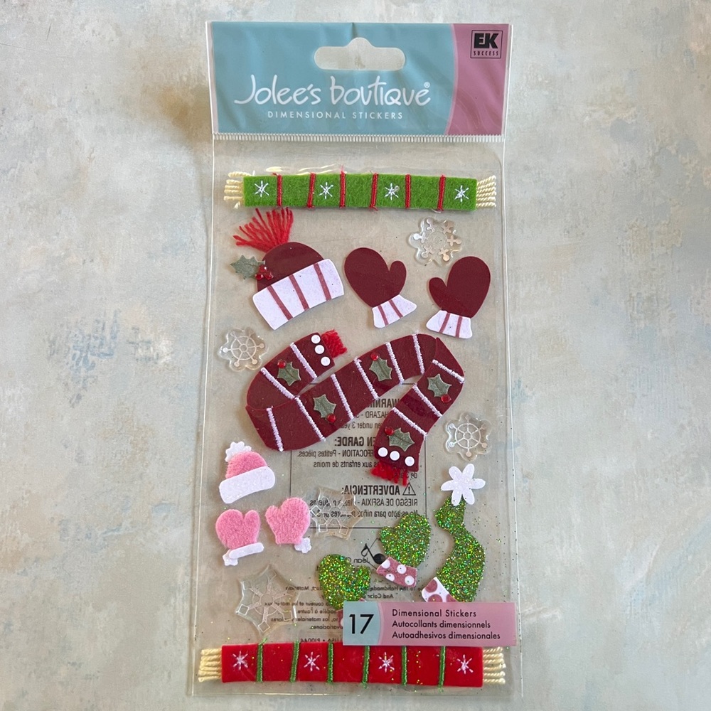 NWT Jolee's Boutique Holiday Hats & Scarves Dimensional Sticker Set